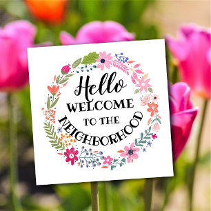 welcome to the neighbourhood new home note card classic round sticker