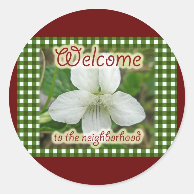 Welcome to the Neighbourhood White Violet Classic Round Sticker (Front)