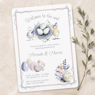 Welcome to the Nest Bird Eggs Baby Shower Invitation