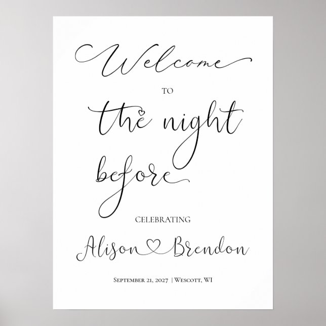 Welcome to the Night Before Sign Black White (Front)