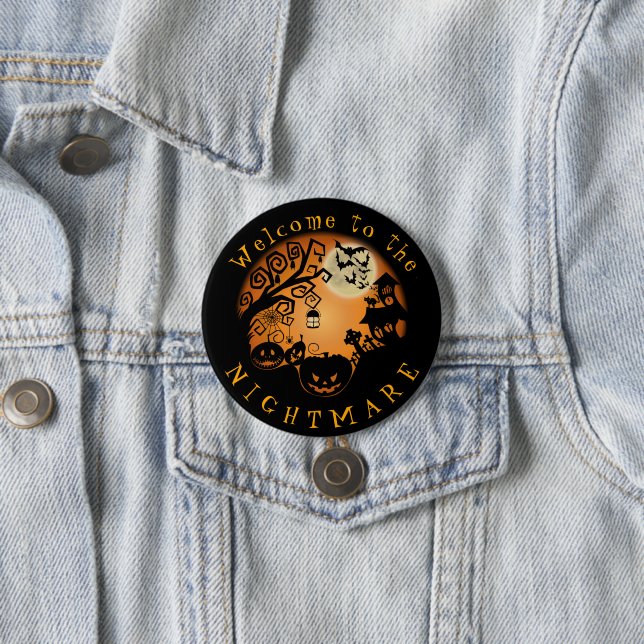 Welcome to the Nightmare Halloween Pumpkin Custom 7.5 Cm Round Badge (In Situ)