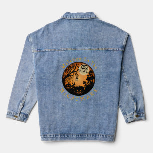 Welcome to the Nightmare Halloween Pumpkin Custom Denim Jacket
