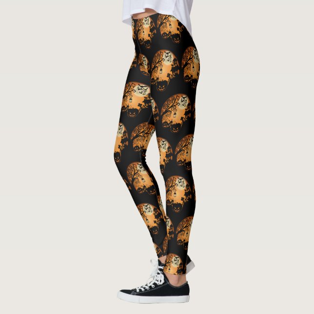 Welcome to the Nightmare Halloween Pumpkin Custom Leggings (Left)