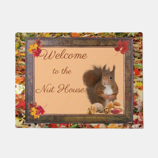 Welcome to the Nut House Door mat (Front)