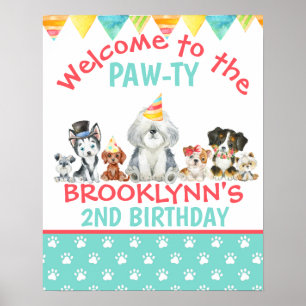 Welcome to the Paw-ty Puppy Birthday Poster sign