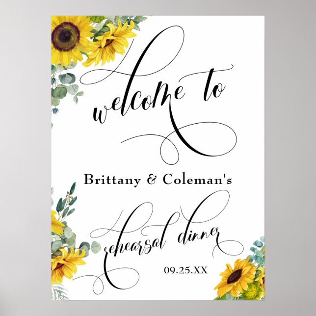 Welcome to The Rehearsal Dinner Watercolor Floral Poster (Front)