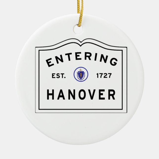 Welcome to the Town of HANOVER MA Ceramic Tree Decoration (Front)