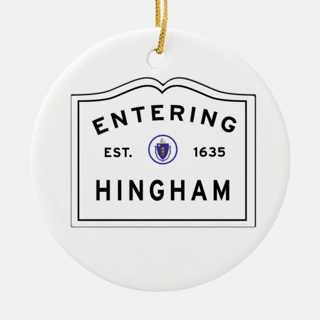 Welcome to the Town of Hingham MA Ceramic Tree Decoration (Front)