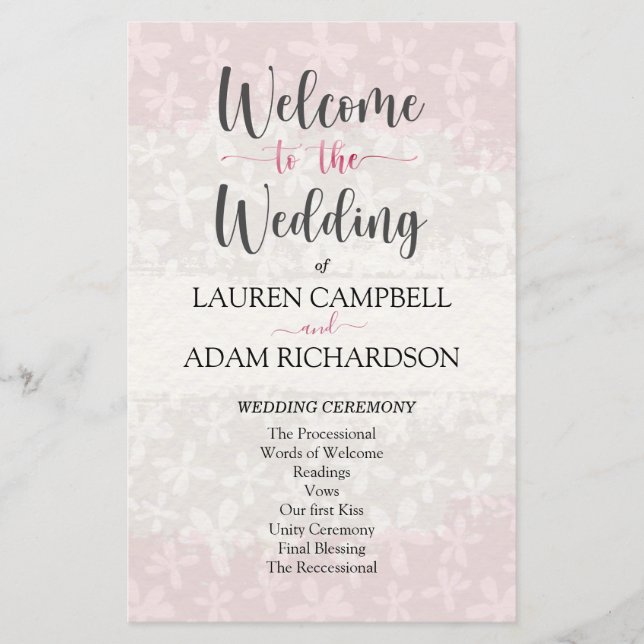 Welcome to the Wedding Blush Pink Watercolor (Front)