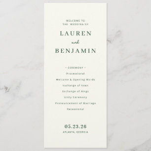 WELCOME TO THE WEDDING Elegante Beige Serif Programme