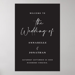 welcome to the wedding modern typography wedding poster