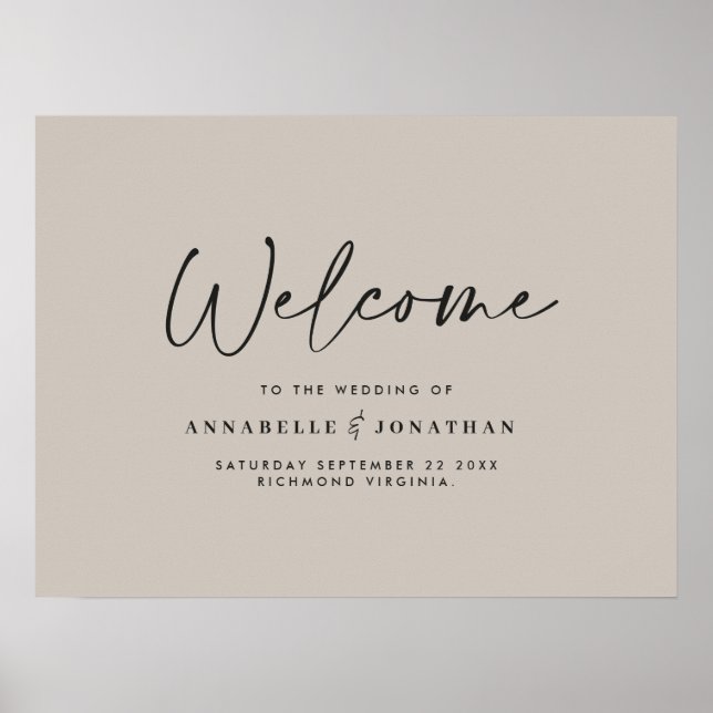 Welcome to the wedding modern typography wedding poster (Front)