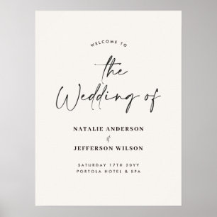 welcome to the wedding modern typography wedding poster