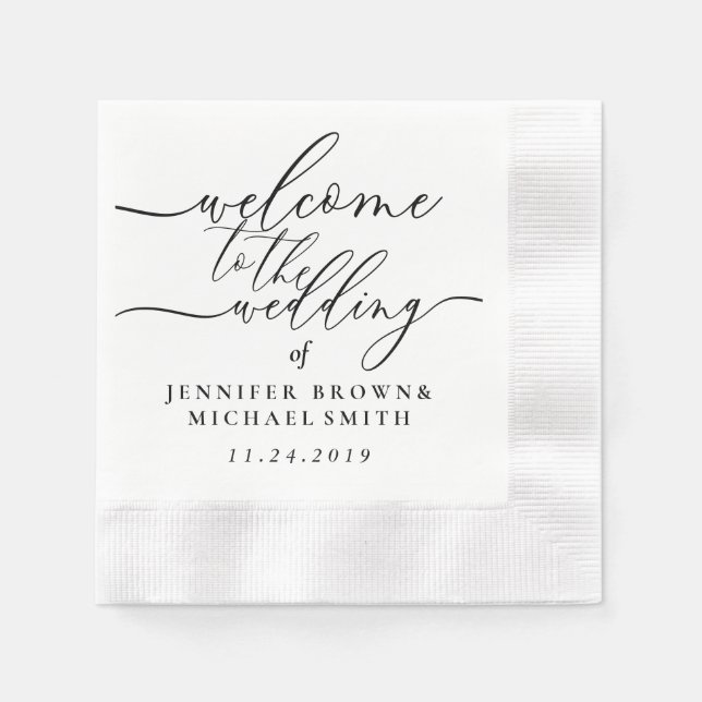 Welcome To The Wedding Of Custom Name Signature Napkin (Front)