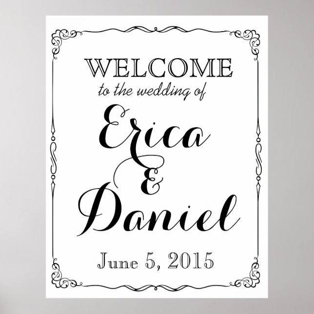 welcome to the wedding of poster sign chalkboard (Front)