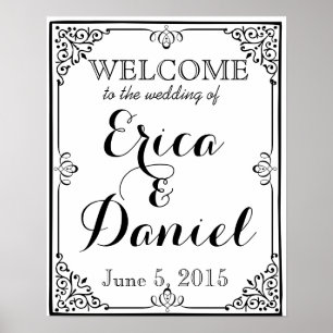 welcome to the wedding of poster sign chalkboard