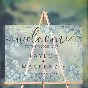 Welcome to the wedding personalised eucalyptus acrylic sign