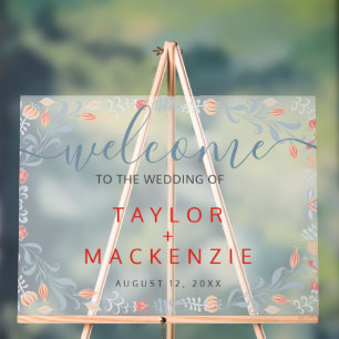 Welcome to the wedding personalised Modern Flower Acrylic Sign