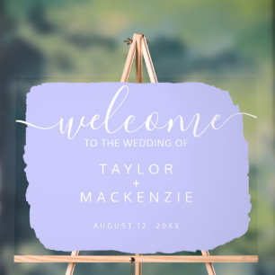 Welcome to the wedding personalised periwinkle acrylic sign