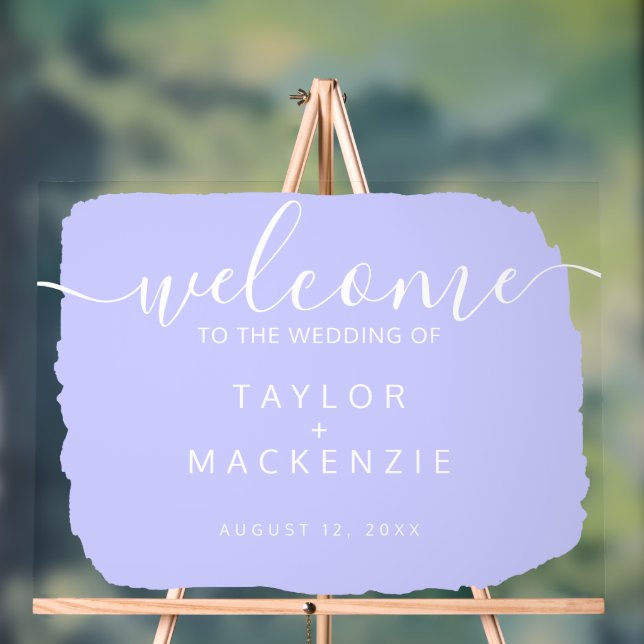Welcome to the wedding personalised periwinkle acrylic sign (Neutral)