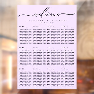 Welcome to the wedding seating chart pink numbers