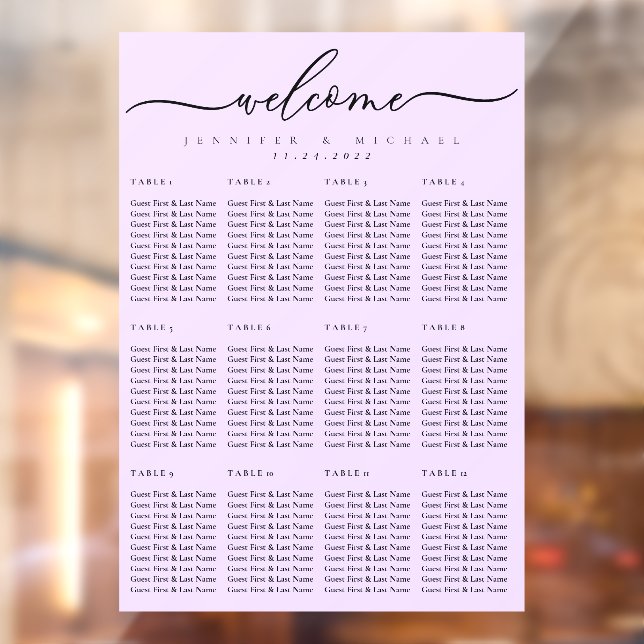 Welcome to the wedding seating chart pink numbers (Sheet 2)
