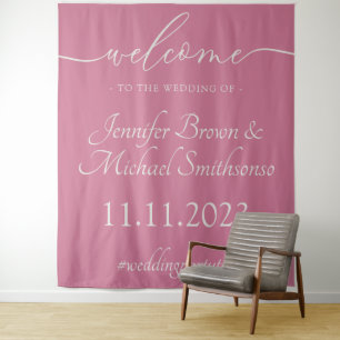 Welcome to the wedding simple minimalist pink  tapestry