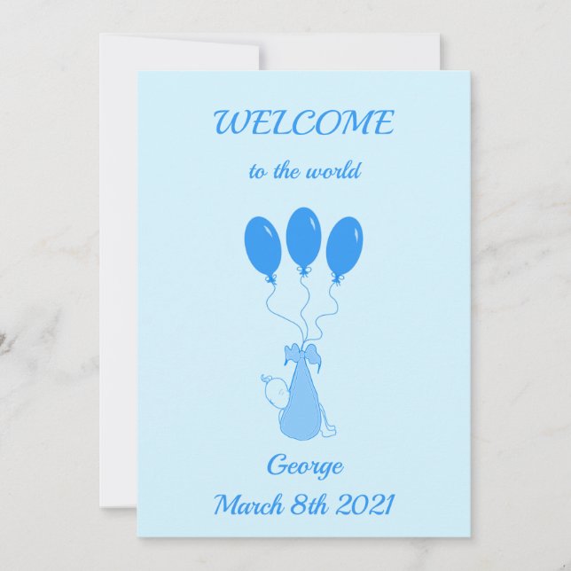 WELCOME to the world - baby boy card (Front)