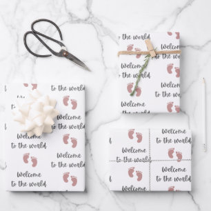 Welcome To The World Baby Wrapping Paper Sheets