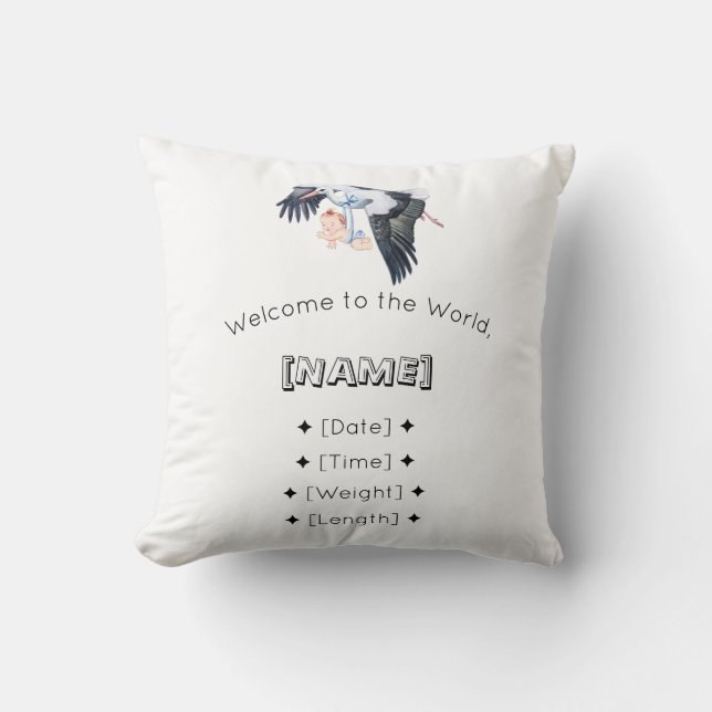 Welcome to the World Custom Name & Birth Stats Bab Cushion (Front)
