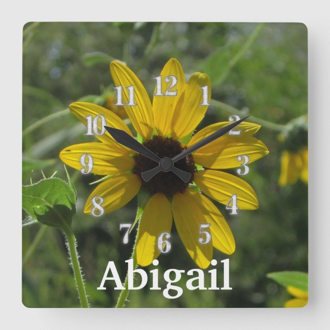 Welcome To The World Flower Photo Yellow Floral La Square Wall Clock (Front)