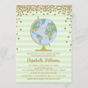 Welcome to the World Globe Baby Shower Invitation