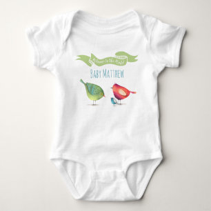 Welcome to the World little birdies custom name Baby Bodysuit