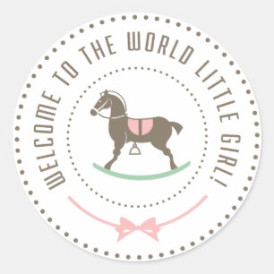 Welcome To The World Little Girl Classic Round Sticker