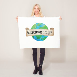 Welcome to the World Little One earth Fleece Blanket