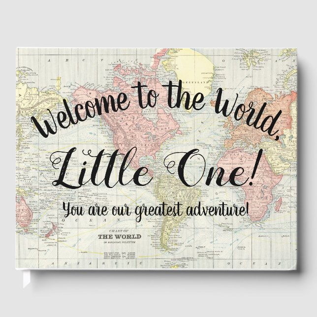 Welcome to the World Map Baby Shower Guest Book (Front)