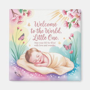 "Welcome to the World" Newborn Baby Greeting Magnet