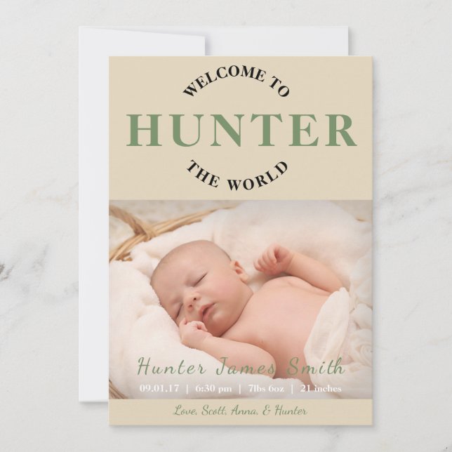 Welcome to the World Photo Birth Announcement (Front)