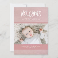 Welcome to the World Pink Burlap Baby Girl Birth