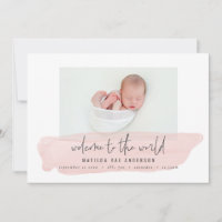 Welcome to the world pink watercolor baby