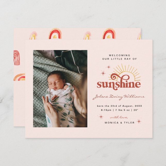 Welcome to the World | | Ray of Sunshine Birth (Front/Back)