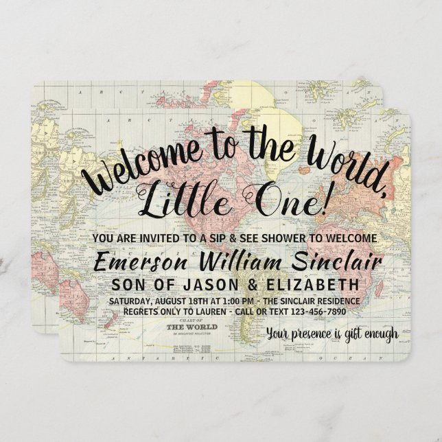Welcome to the World Sip and See Baby Shower Invitation (Front/Back)