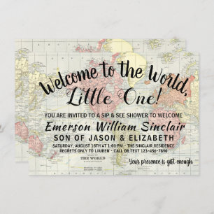 Welcome to the World Sip and See Baby Shower Invitation