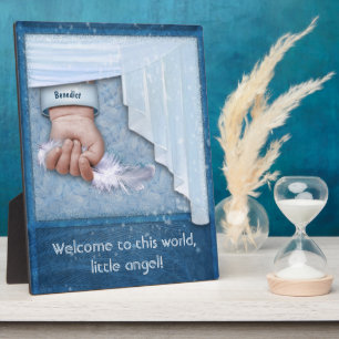 Welcome to this World, little Angel Boy Plaque