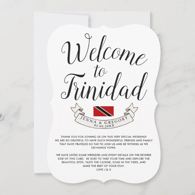 Welcome to Trinidad | Destination Wedding Favour Invitation (Front)