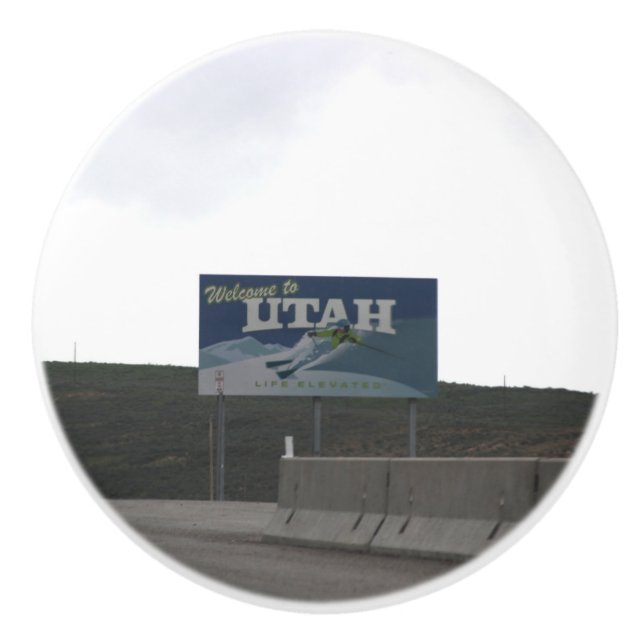 Welcome to Utah Ceramic Knob (Front)