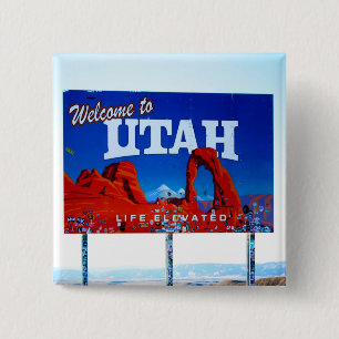 Welcome to Utah Sign 15 Cm Square Badge