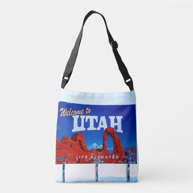 Welcome to Utah Sign Crossbody Bag (Back)