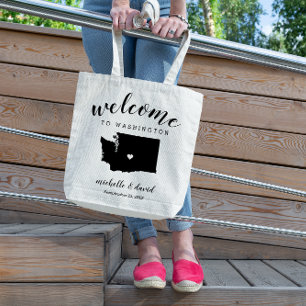 Welcome to Washington    State Silhouette Wedding Tote Bag