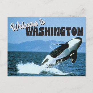 Welcome to Washington State with Orca Whale Postcard